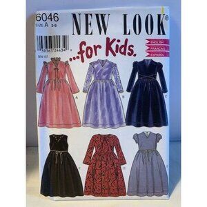 New Look 6046 Girls Dress Pattern Size 3 4 5 6 7 8 Uncut 6 Designs